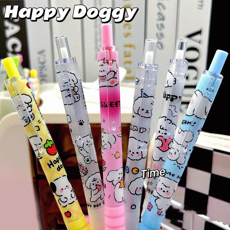 6Pcs/Box Gel Pen Quickly Dry Black Ink Write Smoothly School Supplies Office Accessories Aesthetic Stationery Kawaii Pens