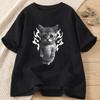 Flame Cat Vintage Graphic Print Tshirt Summer Womens Clothing Casual Fashion Funny Tops Streetwear ONeck Short Sleeve Tshirt