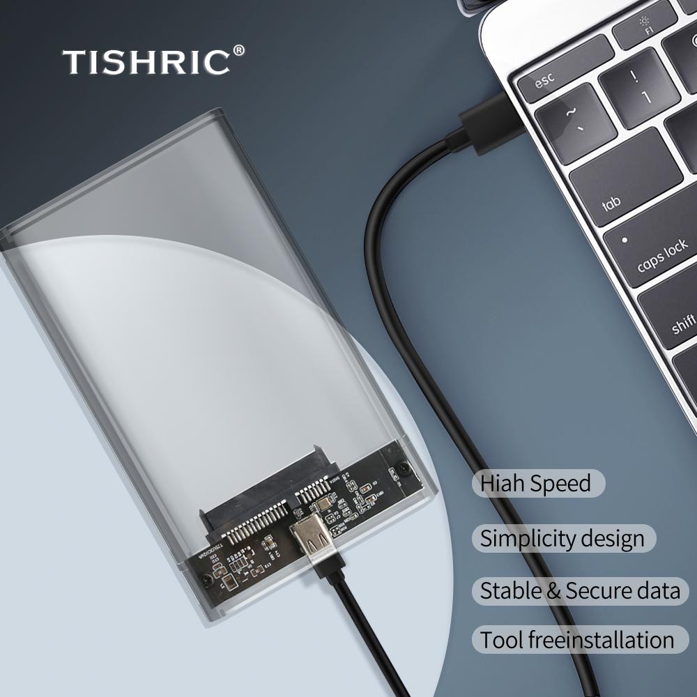 

Чехол для жесткого диска TISHRIC USB 3,0 Type C для SSD-накопителя, прозрачная коробка для жесткого диска/корпус 2,5 HD Optibay SATA to USB 6 Гбит/с USB with cable