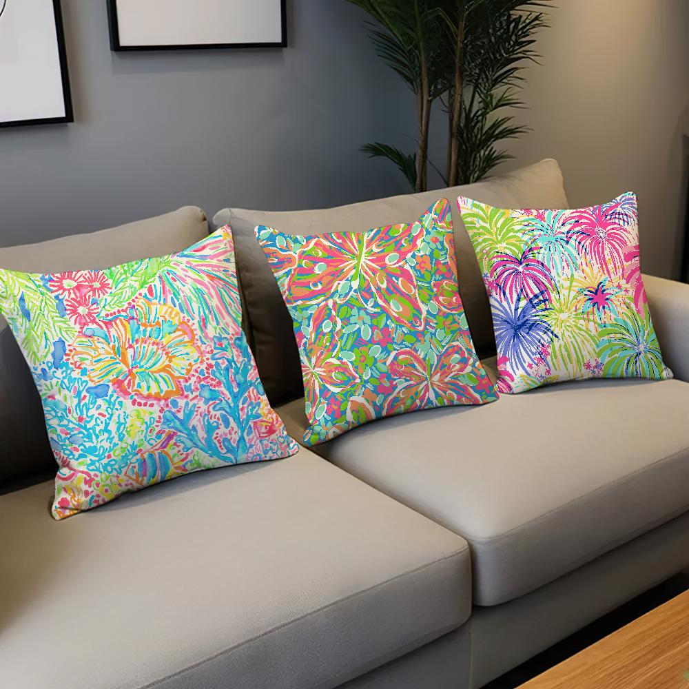 Soft Pillow Case for Sofa Living Room Home Colorful L-Lilly Decor Protective Cover P-Pulitzer Gorgeous Without PillowInsert