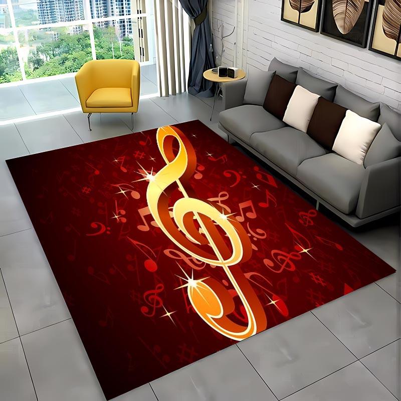3D Beautiful Music Notes Area Rug Large,Carpet Rug for Living Room Bedroom Sofa Kitchen Decoration,Kid Play Non-slip Floor Mat