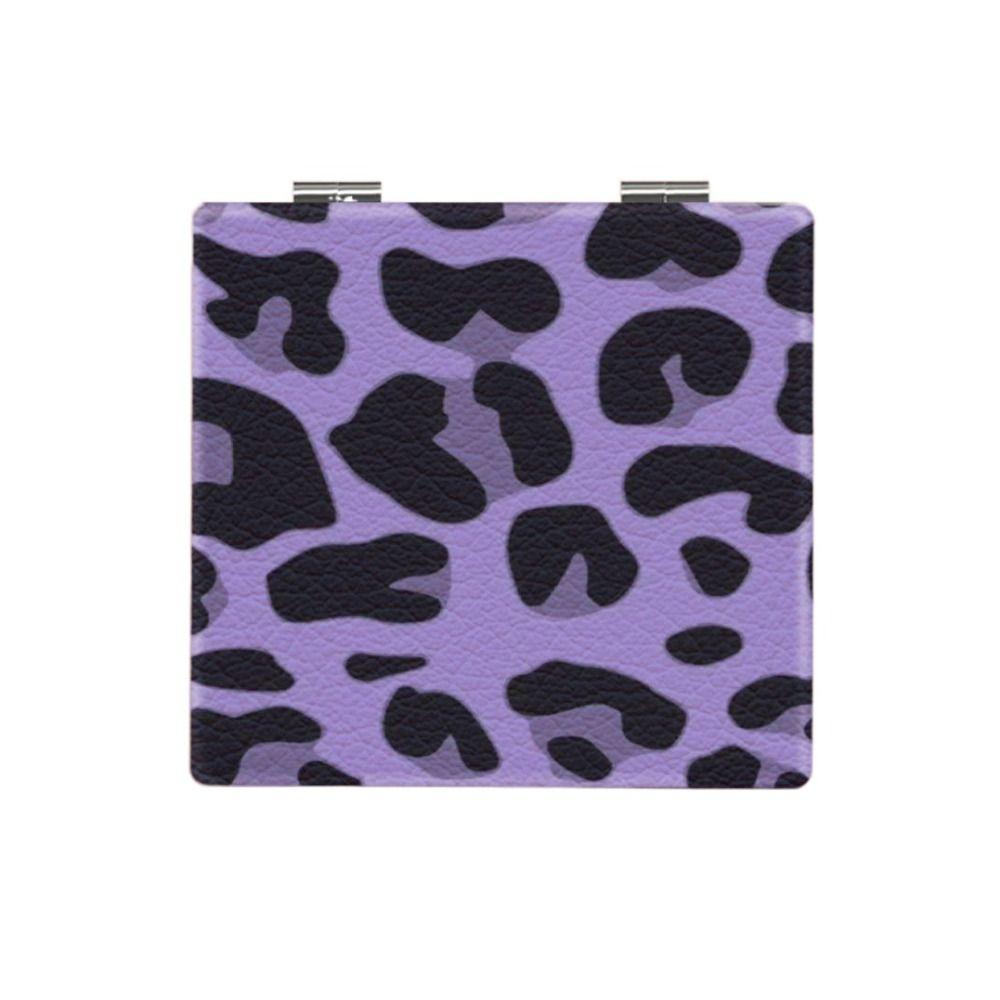 Portable Leopard Print Makeup Mirror Double-Sided Square Pocket Mirror Mini Retro Cosmetics Mirror