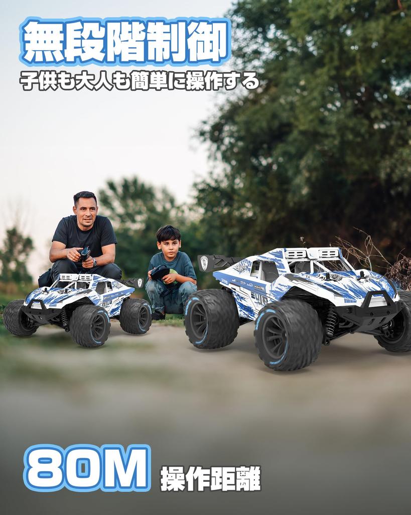 DEERC 4WD Remote Control Off-Road Car, Remote Control Toy, 114 Scale All-Terrain Car, 2.4GHz, 32-Minute Operation Time, Adjustable Steering, Low