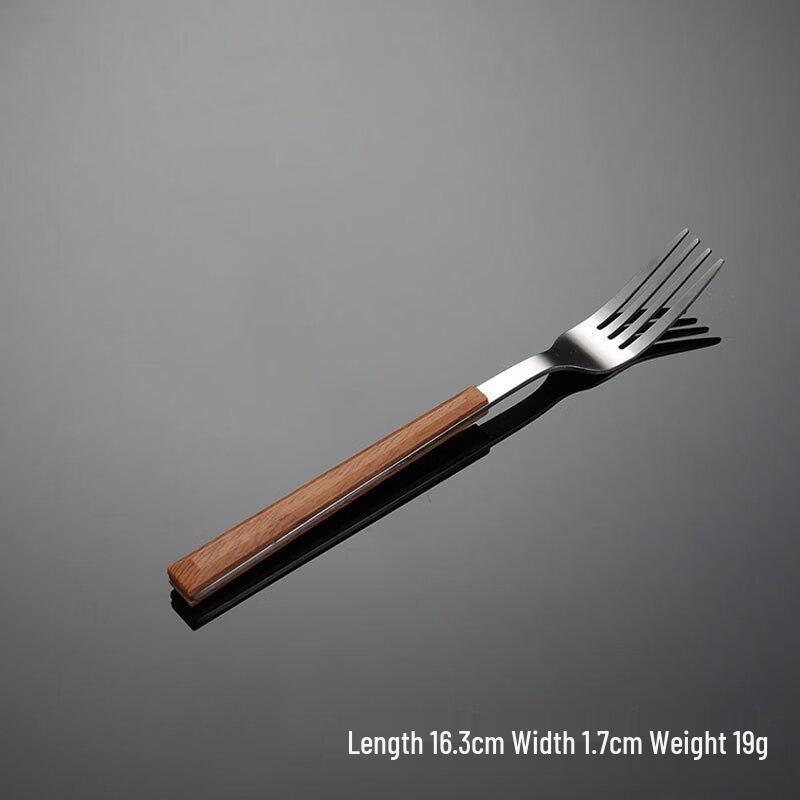 Qianxing 430 Stainless Steel Imitation Wood Handle Tea Forks - 12-Piece Set