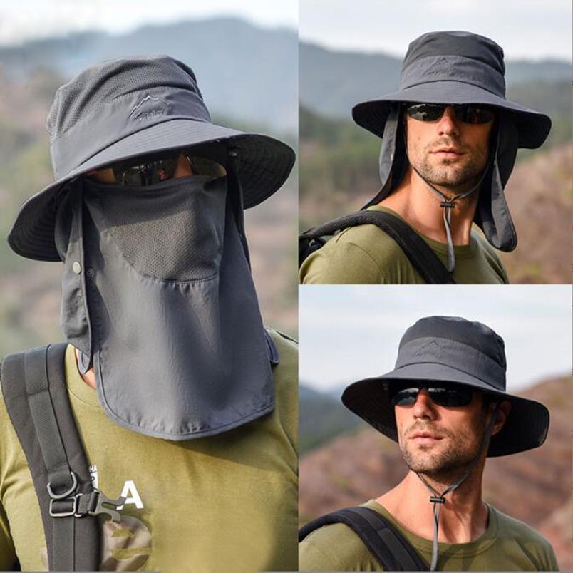 Summer Sun Protection Big Size 62CM Bucket Hats 3-piece Sunscreen Climbing Hat Sun Hat with Neck Flap Removable Fishing Hat Practical Use