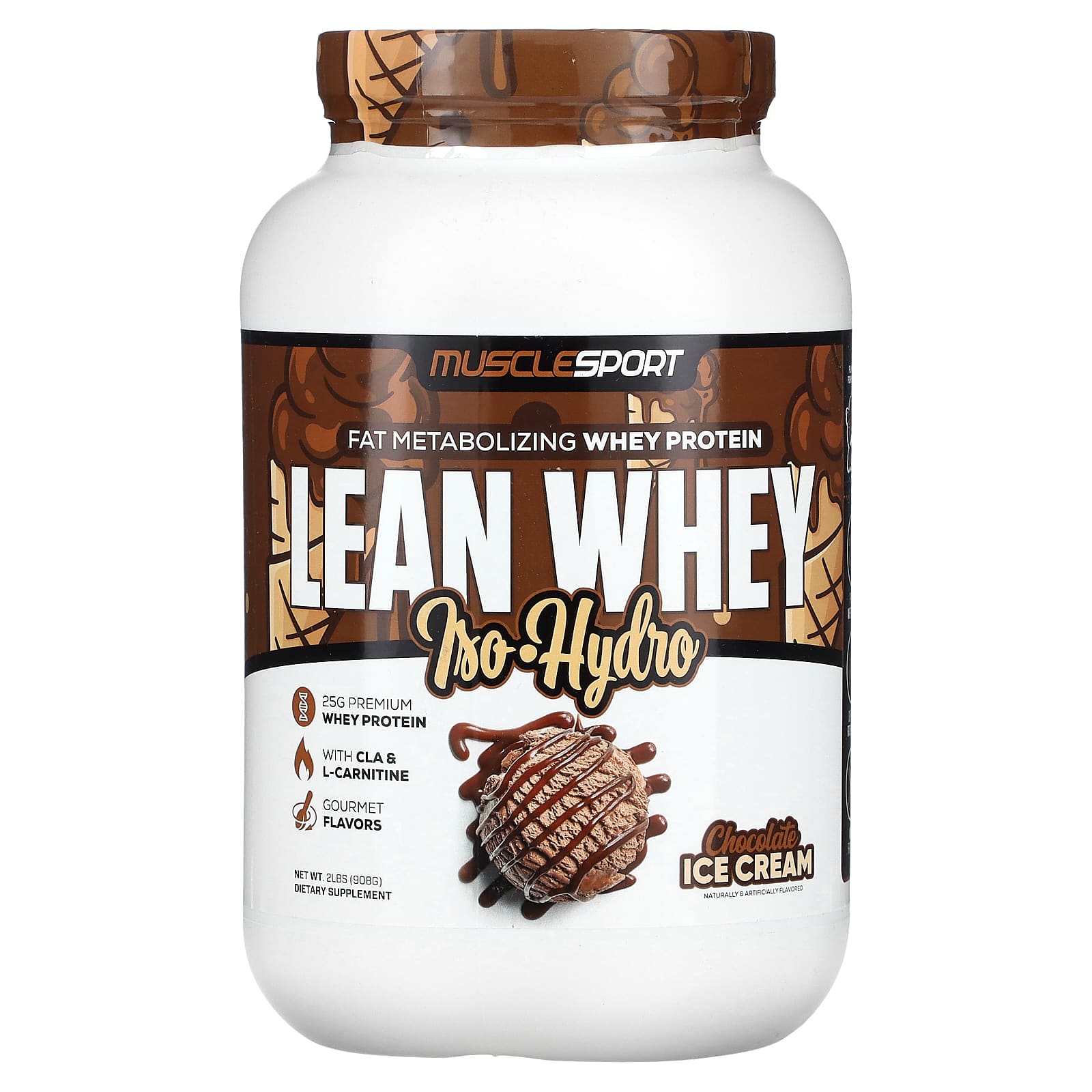 

MuscleSport, Lean Whey, Iso-Hydro, Chocolate Ice Cream, 2 lbs (908 g)