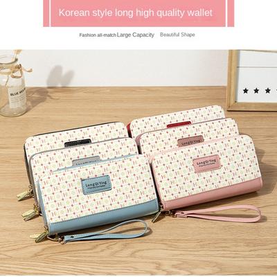 Fashion PU Leather Female Long Wallet Double Layered Multifunctional Money Purses Large Capacity Handbag