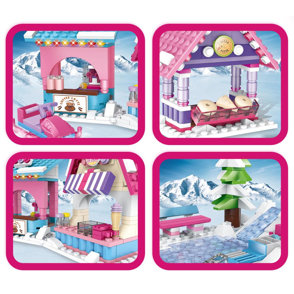 WOMA TOYS C0212A House Building Brick DIY Ice Hockey Snow House Building Block Bricks Set for Girl