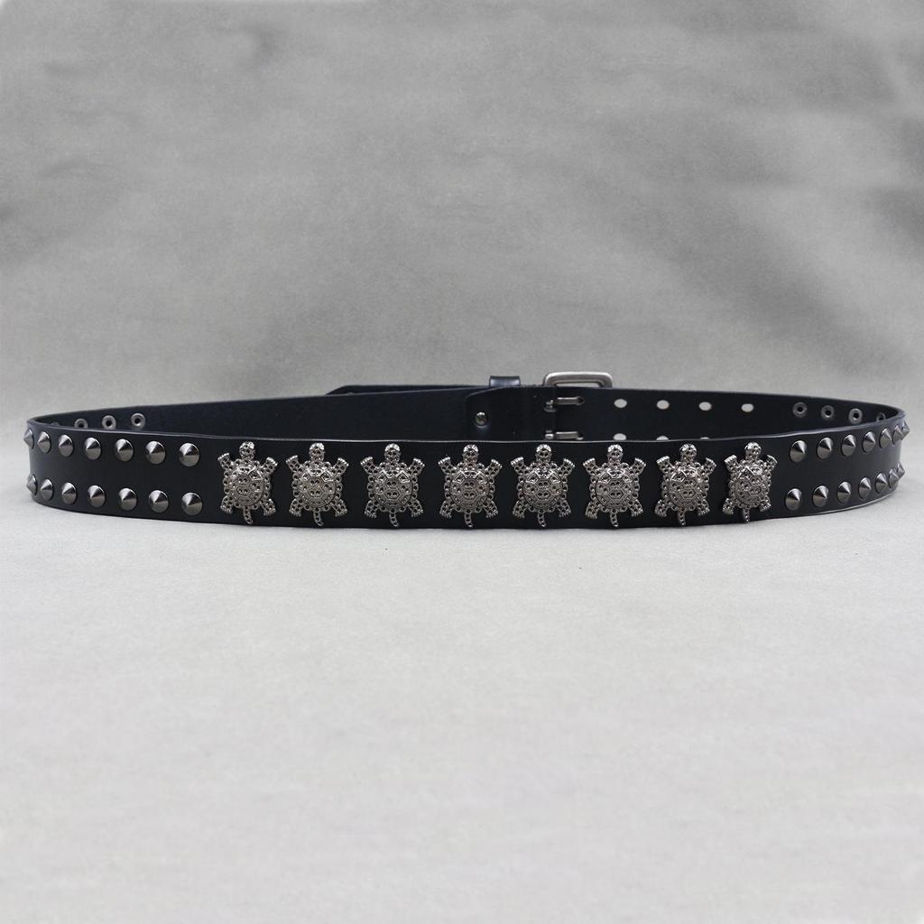 Unisex Heavy Duty Genuine Leather Studded Turtle Punk Belt