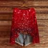 Women's Fashion Christmas Print Lightweight Sweater Casual Long-Sleeve Knit Pullover Top