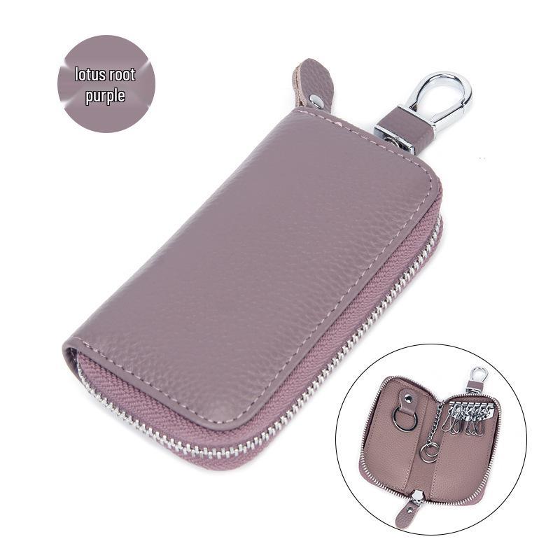Genuine Leather Car Key Bag - Women's/Men's Waist-Hanging Zipper Key Case