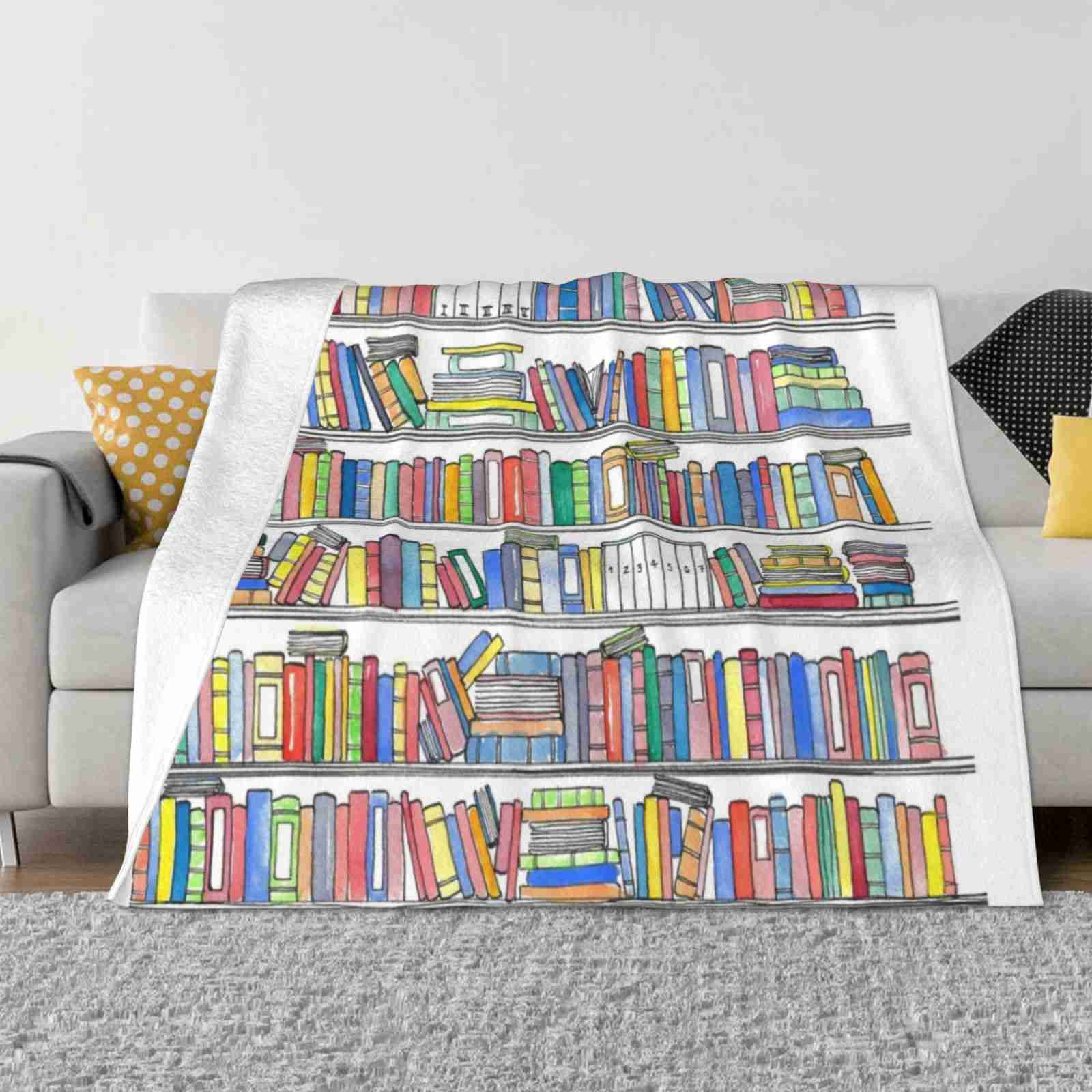 Радужный книжный шкаф Четыре сезона Уютное теплое мягкое одеяло Чтение Читатель Книжный червь Библиотека Книжный магазин Книголюб Любитель книг 30x40in