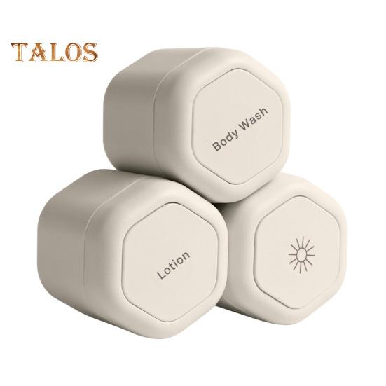 

3 шт. дорожные контейнеры большой емкости, устойчивые к протечкам, легкие портативные магнитные коробки для хранения шампуня и кондиционера бежевый