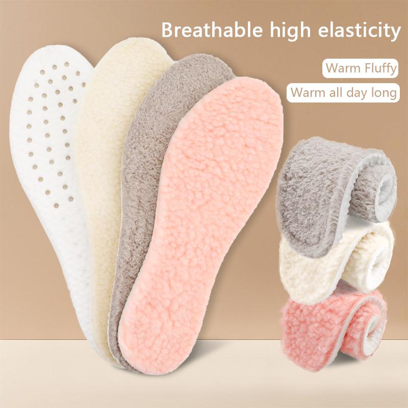 1Pair Winter Warm Shoes Insole Wool Insoles Men Wonen Sneakers Boots Shock absorbing Shoe Sole Heating Non Slip Shoe Pads