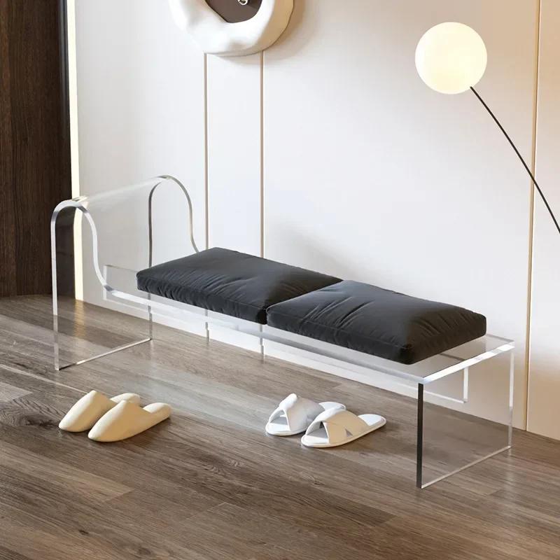 Acrylic Furniture Bench Stool Nordic Home Doorstep Transparent Shoe Changing Stools Bedroom Cloakroom Minimalist Makeup Chair