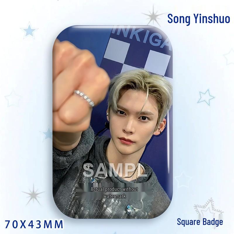 Stone Song Bajiji Laser Square Badge: Star Idol Brooch Pendant