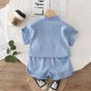 Children Cotton Clothes Summer Child Boy Cartoon Denim Solid Shirt Short 2Pcs/set Infant Kid Toddler Tracksuit 0-5 Years