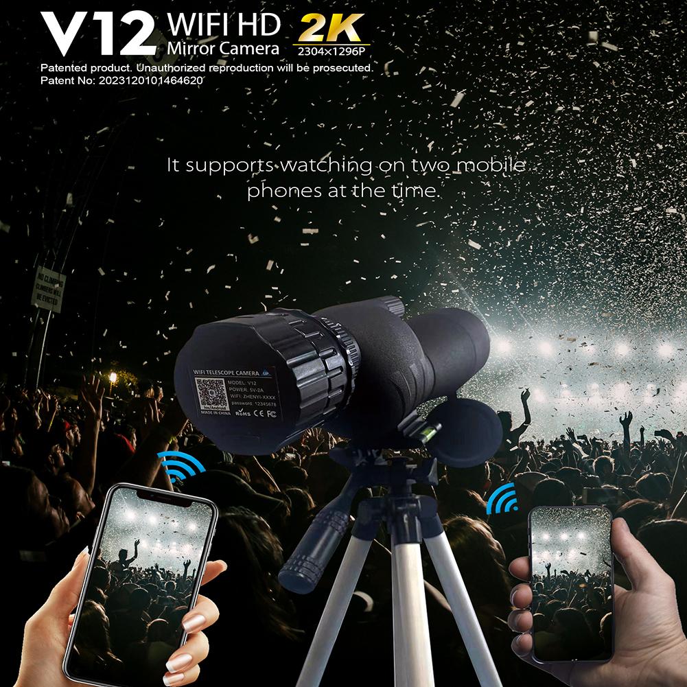 V12 WiFi Telescope Eyepiece Camera 4 Megapixels Camera 2K Telescope-HD Electronic Eyepiece Camera For Astronomy Bird Watching
