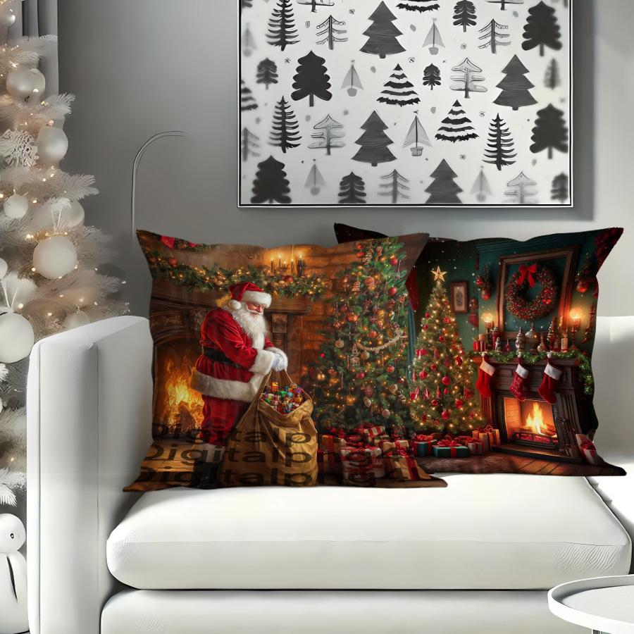 Neue Weihnachts-Kissenbezüge Wohnzimmer Bedruckte Dekokissenbezüge Nordische Weihnachts-Kissenbezüge