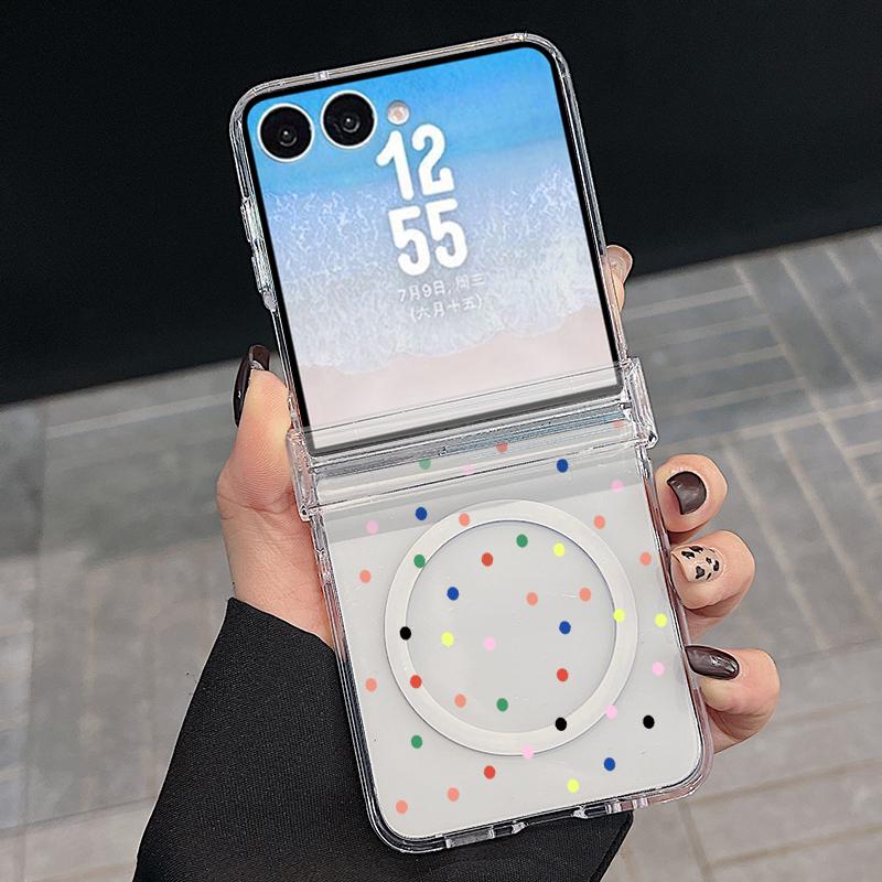 Colorful Blocks Spots Print Case For Samsung Z FlIP 7 FE 6 5 Magnetic Hinged Folding Phone Cover For Galaxy Z Flip7 Flip6 Flip5