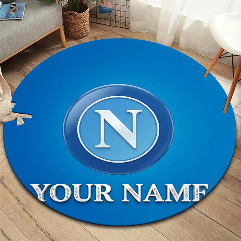 SSC Napoli Custom Name Round Area Rug,Carpet Rug for Living Room Bedroom Sofa Playroom Decor,Non-slip Floor Mat