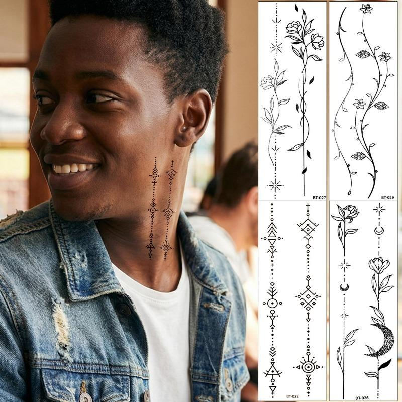 5-20pz Tatuaggi Temporanei Sexy Ramo Fiorito Nero Sole Luna Foglia Piante Selvatiche Modello Braccio Corpo Arti Tatuaggi Semi-Permanenti