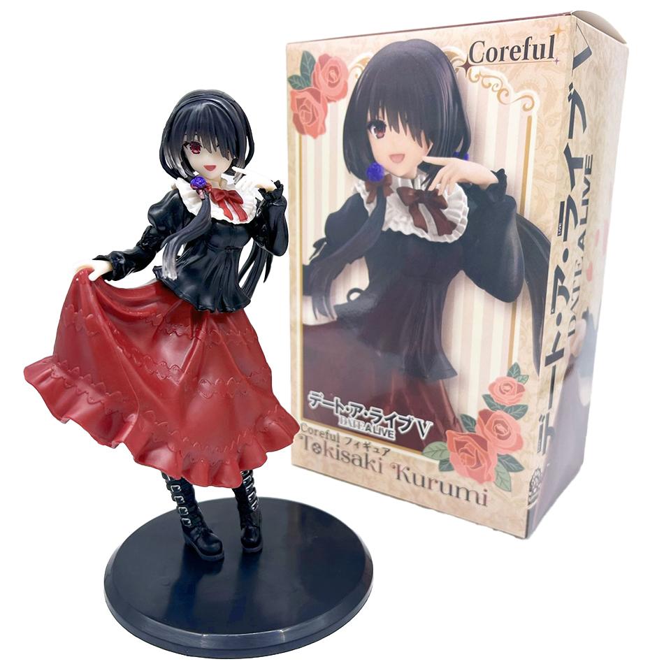 19Cm Date A Live Tokisaki Kurumi Anime Figure Cute Girl Model Toy Pvc Black Dress Dress Up Standing Model Car Model Ornaments