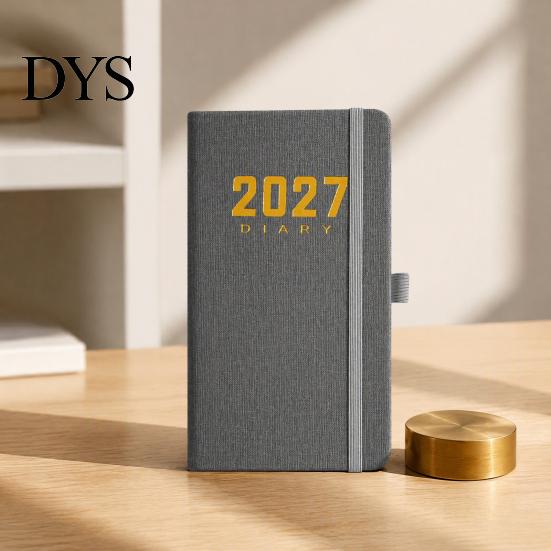 2027 Daily Planner with PU Leather Cover, A6 Pocket Size Compact Organizer Agenda, Portable Notebook Pen Holder for Efficient Time Management