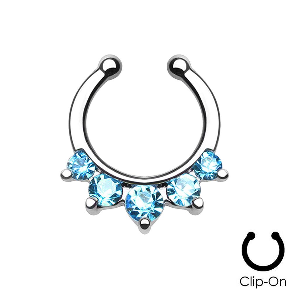 16g Steel Gold CZ Septum Fake Piercing Mix Styles Falso Septum Nose Rings Clickers Men Body Jewelry Piercing Nariz Daith Helix