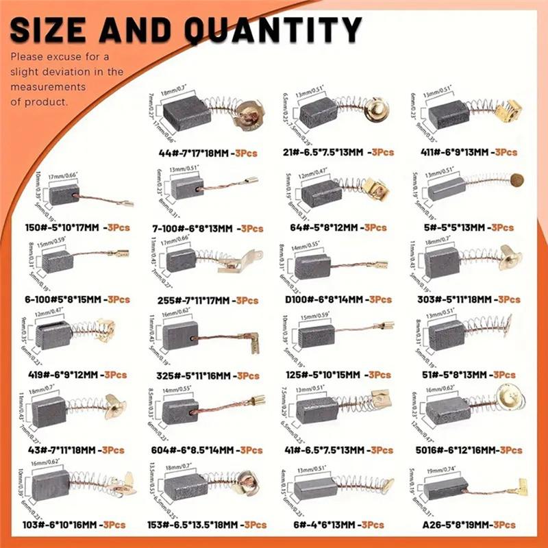 A95I-69Pcs Electric Motor Carbon Brushes For Power Tool Replacement Parts For Repair Power Tools Part