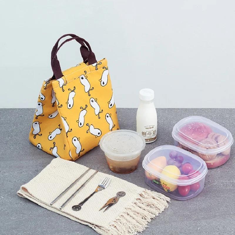 Insulated Waterproof Oxford Cloth Lunch Box Bag with Zipper Cute Animal Style Korean Lunch Box