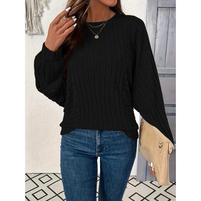 1pc Elegant Women'S Solid Color Casual Sweater Tee, Polyester Knit Fabric, Crew Neck, Sleeveless, Regular Length, for Spring/Fall Season