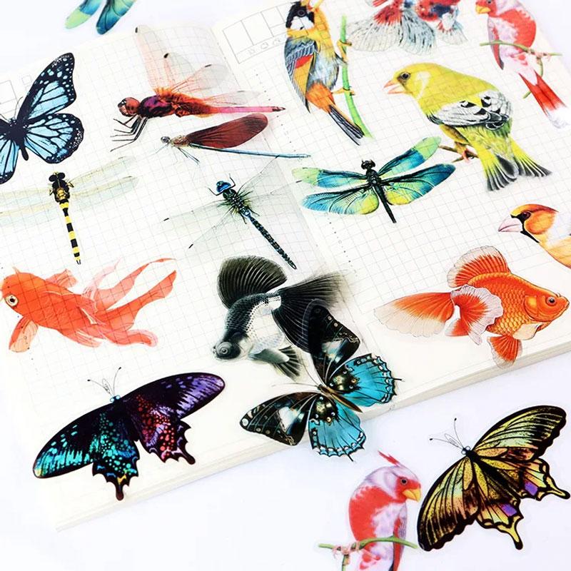 4 styles 30 pcs Creative alien butterfly Dragonfly sticker Scrapbooking Decoration Collage Journal Diary Diy Sticker Stationery