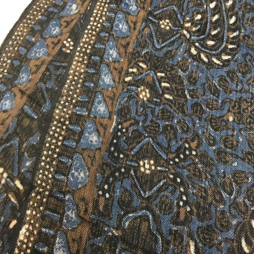 Used Stall, indigo-dyed, Sogayuzen mixed, hand-painted batik, wax-resist dyed stall