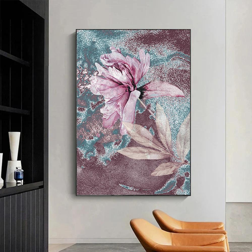 Nordic Pink Floral Canvas Painting Flower Posters and Prints Wall Art Pictures for Living Room Home Wall Decoration Gift