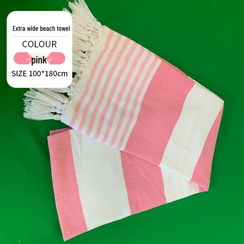 Large & Thick Tassel Turkish Beach Towel – Absorbent, Outdoor Sunscreen Bath Towel