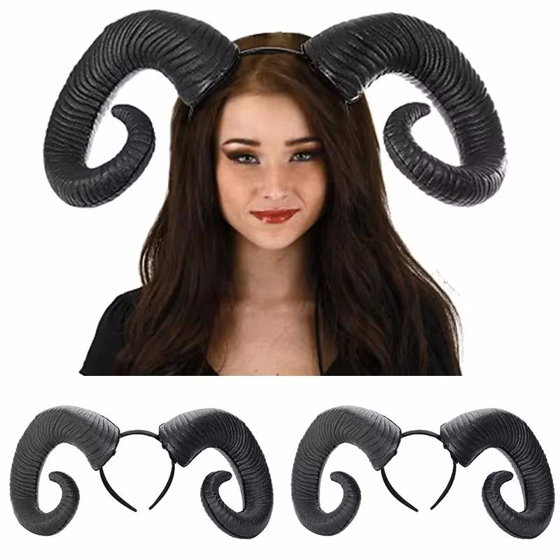 Halloween Headwear Prop Anime Sheep Horn Handmade Sheep Horn Headband Hairband Accessory Demon Evil Gothic Lolita Cosplay