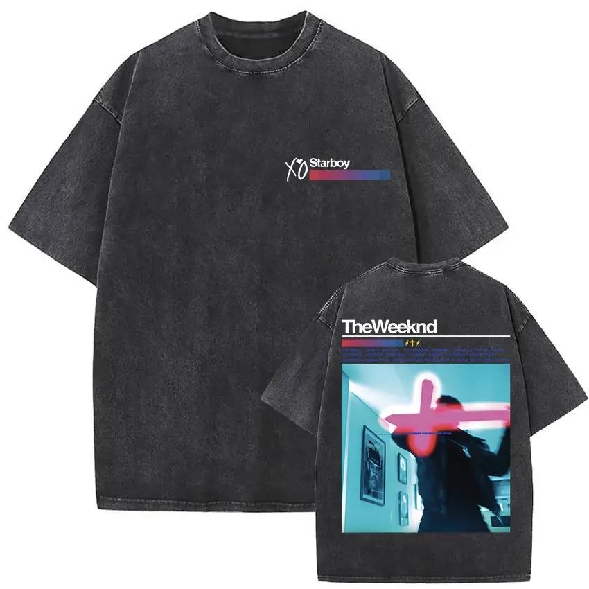 The Weeknd XO Tour 2026 Vintage Washed T Shirt Men Women Pop Music Short Sleeve T-Shirts Rap Hip Hop Gothic Clothing T-shirts