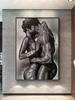 Naked Couple Lover Canvas Painting Modern Black African Man And Woman Embrace Wall Art Picture Print Room Home Decoration Poster