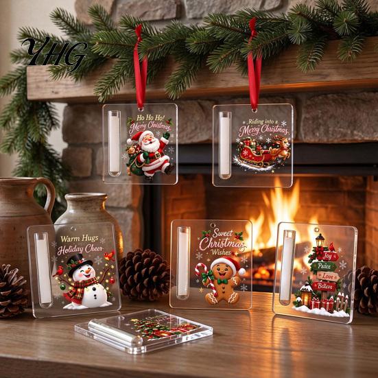 Acrylic Cash Display Holder Christmas Gift Ornament, 2D Money Card Decoration, Xmas Hanging Decoration Tree Ornament for Tree, Fireplace Creative
