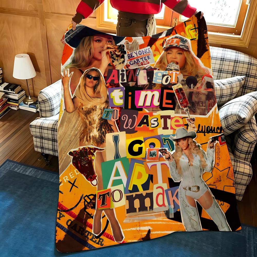 Music B-Beyonce Throw Flannel Cozy Print Blanket, Portable, Durable Machine Washable Cute Cool