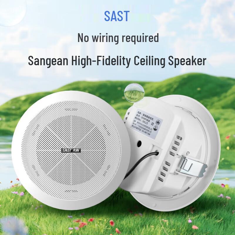 SAST 1-to-8 Wireless Bluetooth Commercial Ceiling Speaker System CN plug (adapter included)