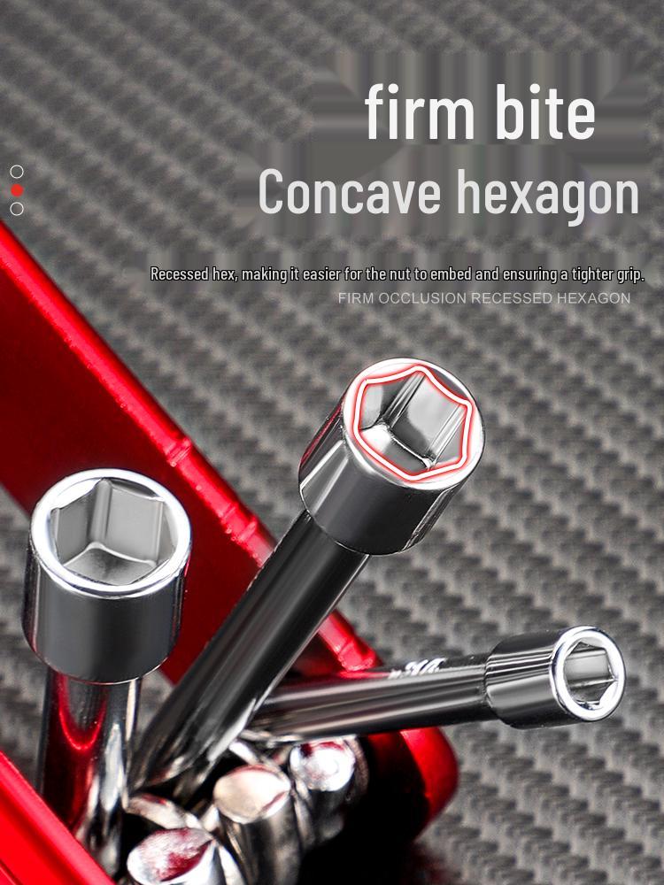 Compact Metric & Imperial Folding Socket Wrench Set - Aluminum Alloy Handle, Hex Tools