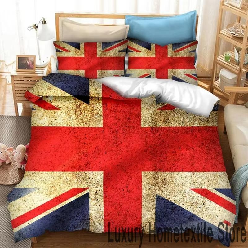 New 3D Print Britain United Kingdom Flag Bedding Set Double Twin King Duvet Cover Comforter Pillowcase Boys Girls Adults Bedroom
