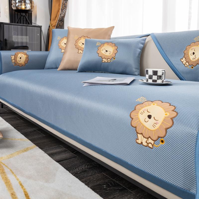 Pernă de canapea din mătase de gheață Vară de vară Covoraș de vară anti-alunecare Husă de canapea modernă simplă și proaspătă Pânză