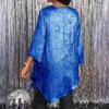 Fashionable Women's Plus Size Loose Round Neck Mid-sleeve Irregular Hem Top