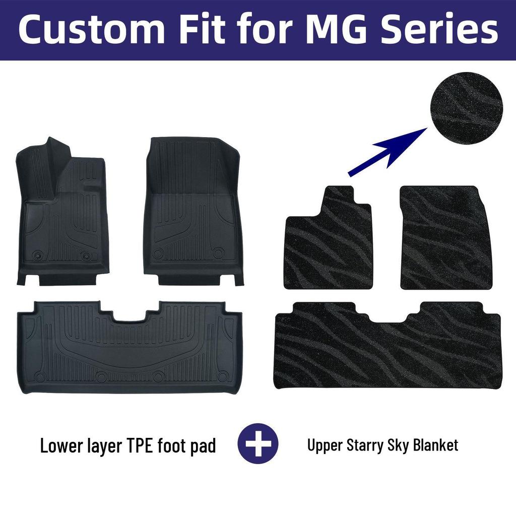 Eco-Friendly TPE Car Floor Mats for MG Models: MG07, MG4X, MG ES5/HS/ZS, MG7, MG5 - Odorless Design