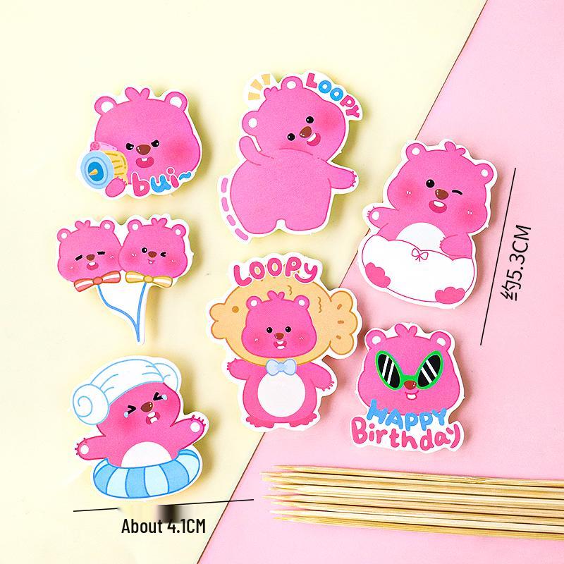 Sushi Cartoon Cupcake Toppers & Ice Cream Flag Picks for Happy Birthday Desserts