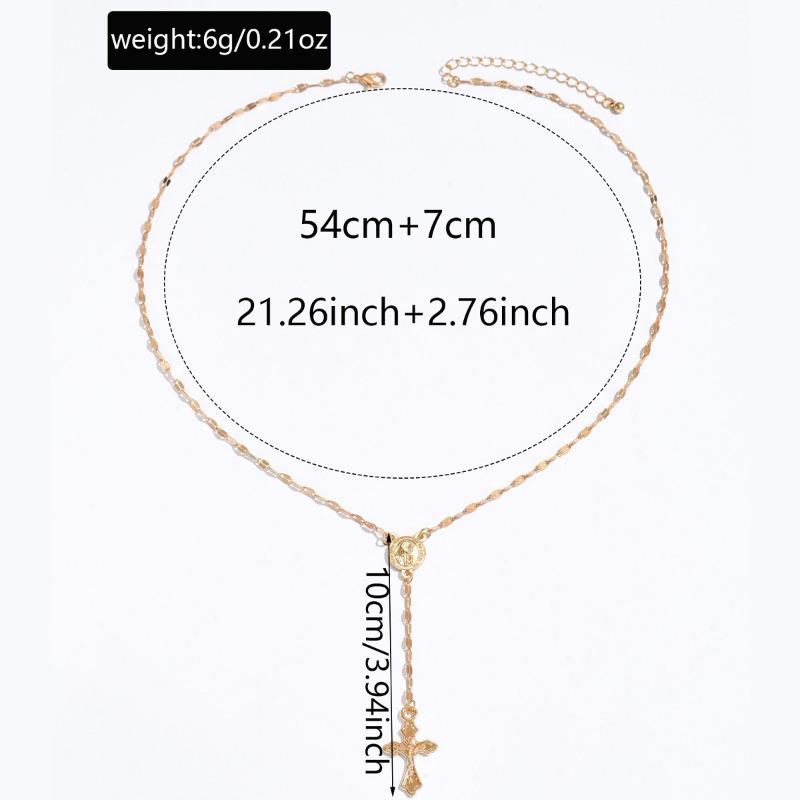 Long Tassel Cross Necklace Vintage Premium Jewelry Female White Hair Virgin Portrait Sweater Chain