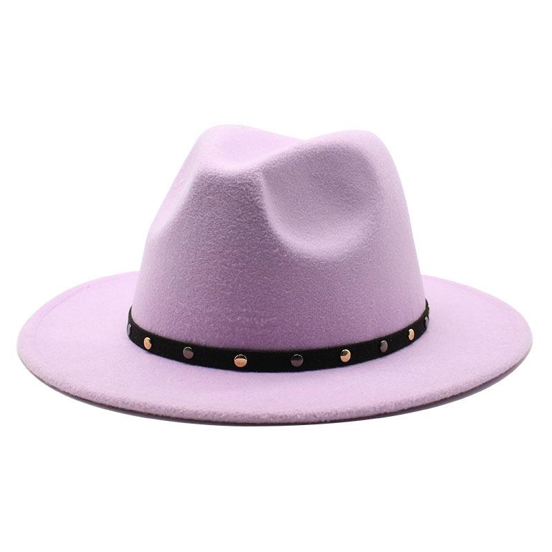 2021 Season Big Eaves Hat Flat Edge Top Hat Men And Women White Woolen Jazz Hat